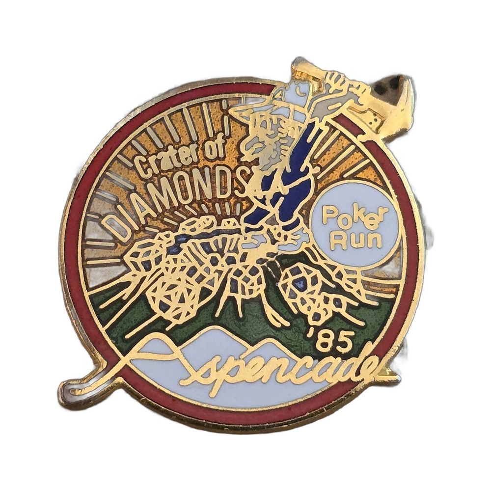 Crater of Diamonds Poker Run Aspencade 85 Lapel Vest Hat Pin J27
